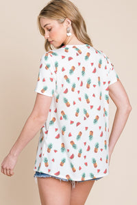 PINEAPPLE & WATERMELON PRINT TUNIC TOP