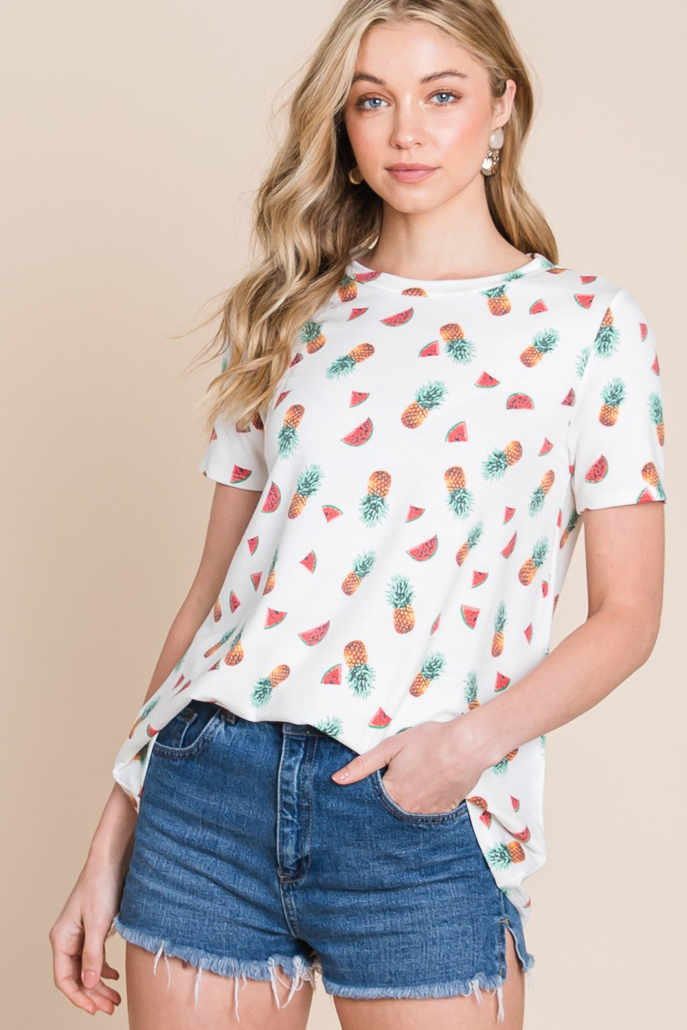 PINEAPPLE & WATERMELON PRINT TUNIC TOP