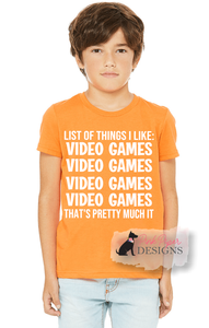 List of Things I Like....Video Games! (kids)